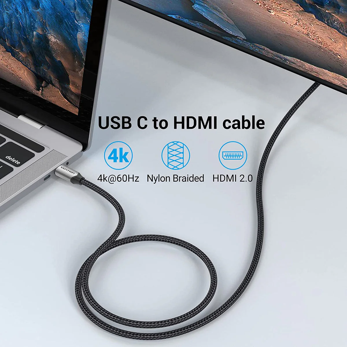 Vention USB-C to HDMI Cable - 2M (CRBBH) - Image 6