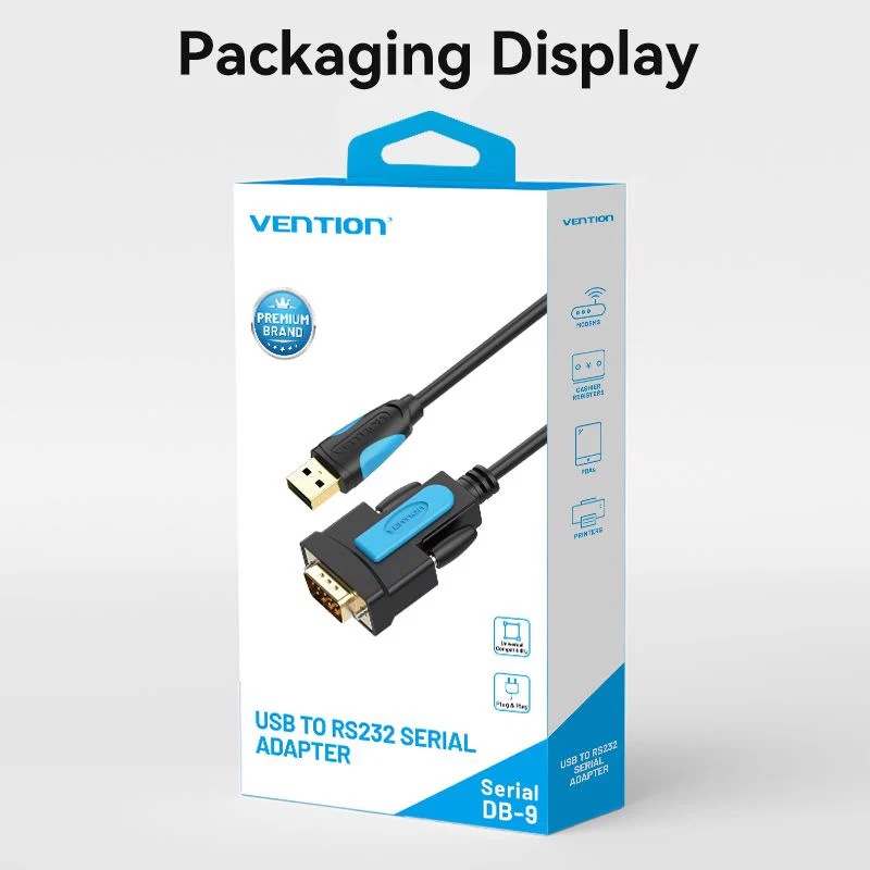 Vention USB to RS232 Serial Adapter - 2M (Black) (VAS-C02-B200) - Image 2