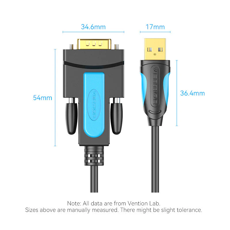 Vention USB to RS232 Serial Adapter - 2M (Black) (VAS-C02-B200) - Image 3