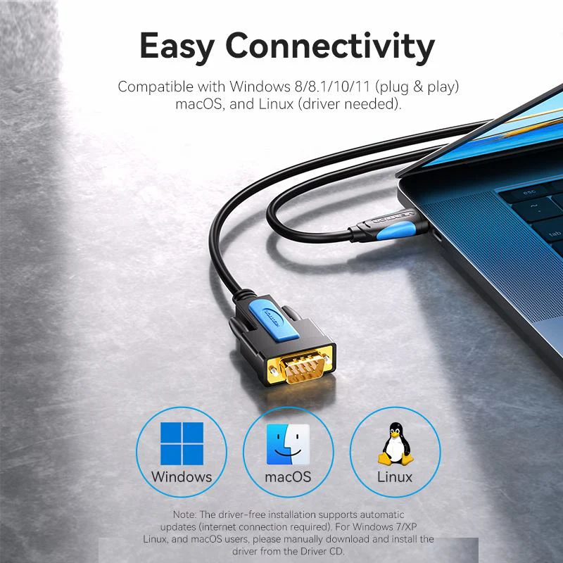Vention USB to RS232 Serial Adapter - 2M (Black) (VAS-C02-B200) - Image 6