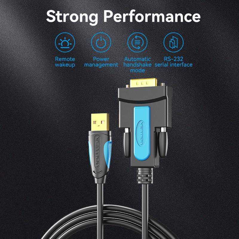 Vention USB to RS232 Serial Adapter - 2M (Black) (VAS-C02-B200) - Image 7