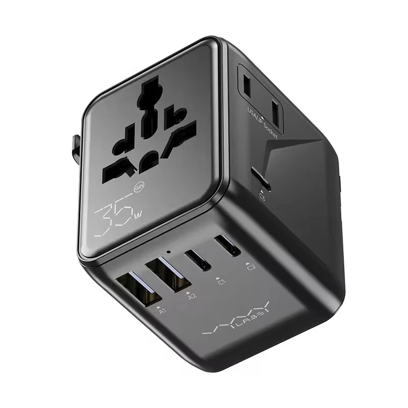 Vyvylabs Explorer Series GaN 5 Ports+AC Fast Charger Travel Adapter 35W 2A+3C (Black) (GAN35T-BK)