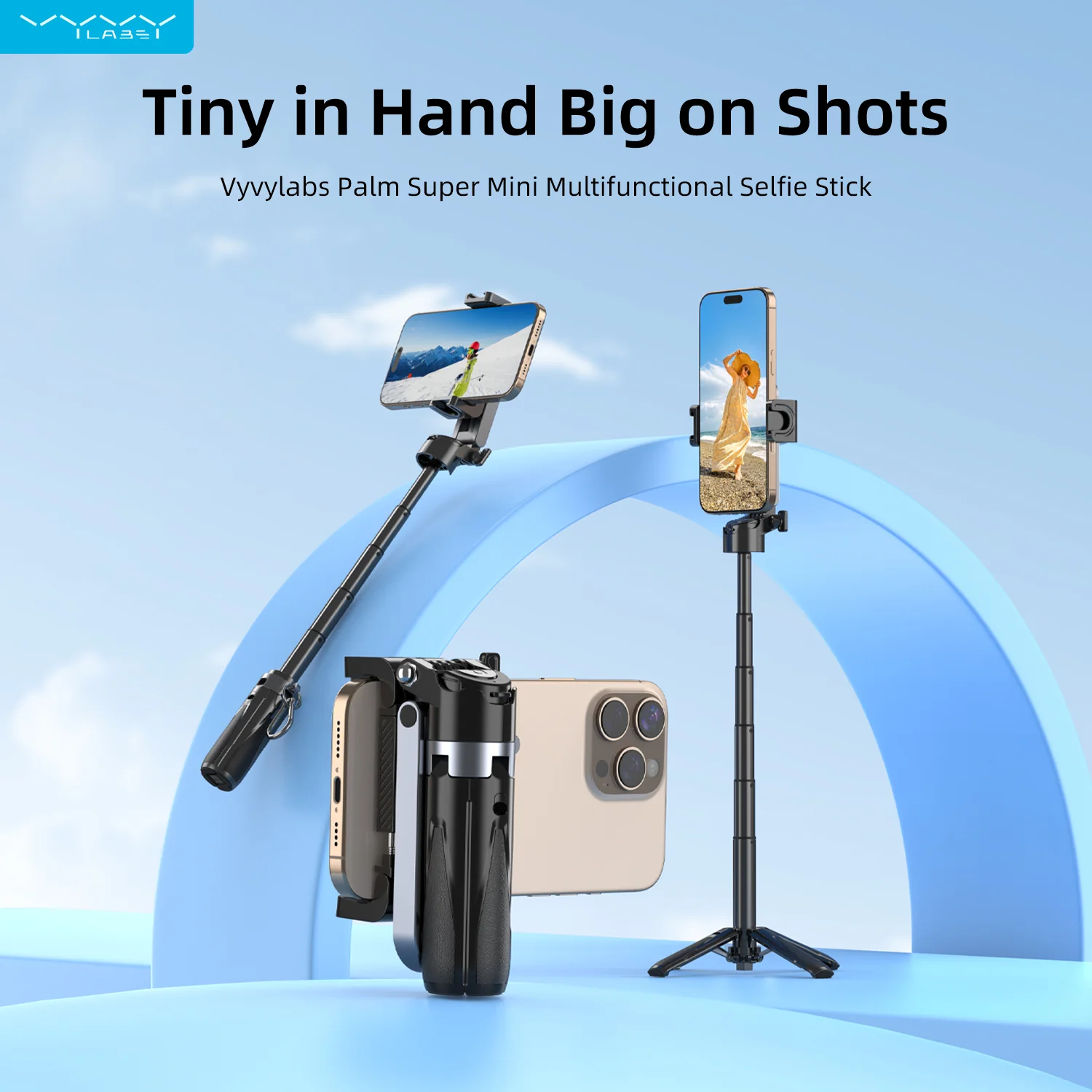 Vyvylabs Palm Super Mini Multifunctional Selfie Stick (Black) (VBZX01-BK) - Image 4