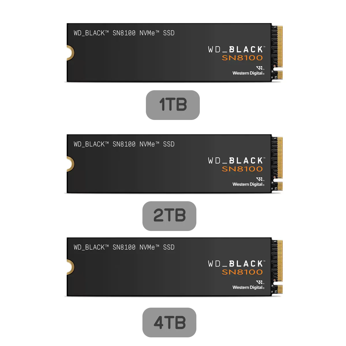 WD BLACK SN8100 NVMe PCIe Gen5 x4 M.2 2280 14900MB/s Read Speed Internal Gaming SSD - Without Heatsink (1TB, 2TB, 4TB)