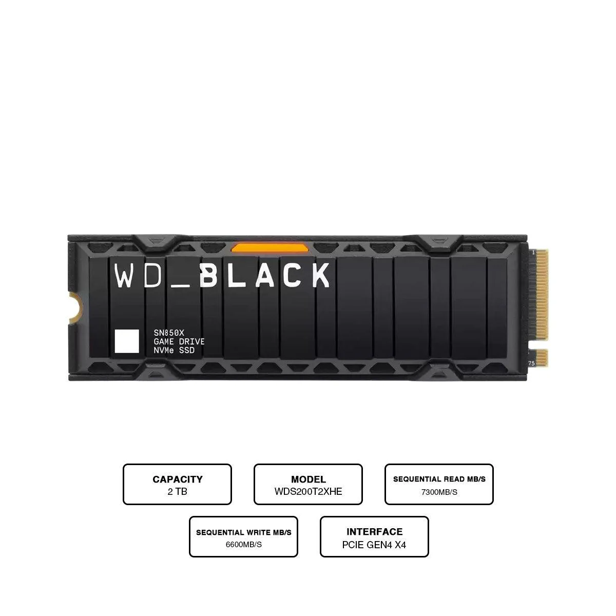 WD Black SN850X 2TB NVME M.2 2280 PCie Gen4 Internal Gaming SSD Compatible w/ PS5 (w/ Heatsink) (WDS200T2XHE)