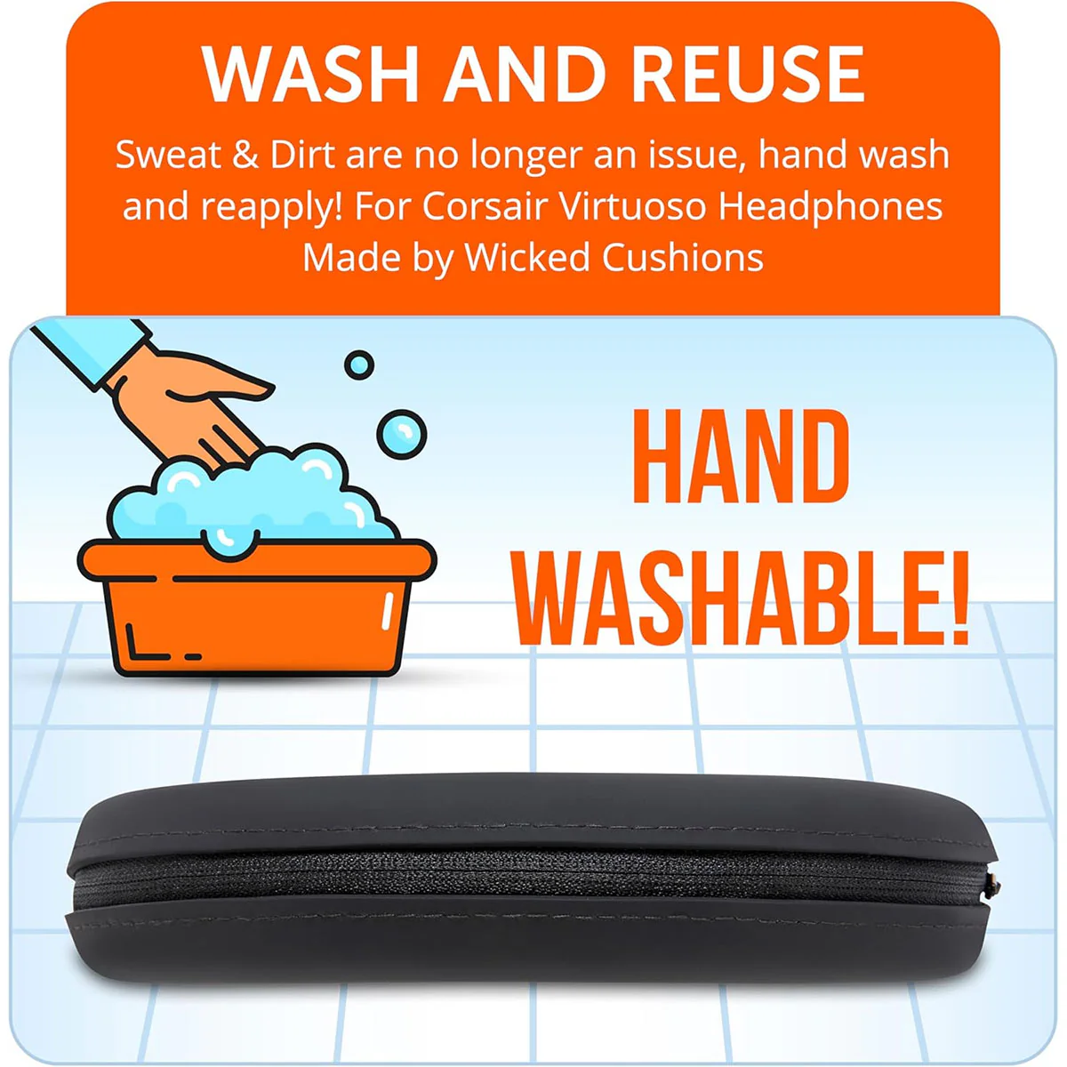 Wicked Cushions Corsair Virtuoso Silicone Headband Cover - WC BandZ Virtuoso V2 (Black, Black Camo, Geo Grey, Gold Marble) - Image 10