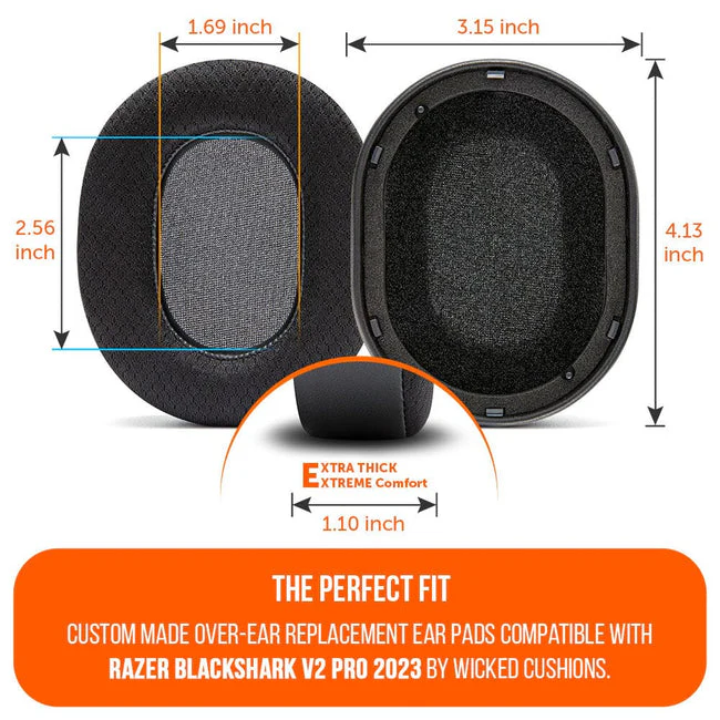 Wicked Cushions Razer Blackshark V2 Pro Earpads - WC FreeZe Cooling Gel (2023 Model) (Black) (Blackshark-2023-B) - Image 3