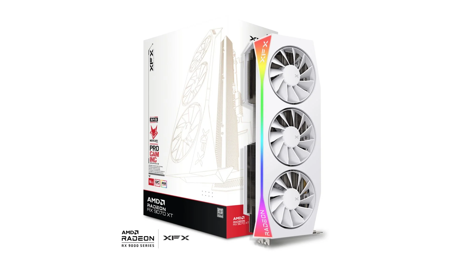 XFX Mercury AMD Radeon RX 9070 XT OC Gaming Ed. with RGB 16GB GDDR6 Graphics Card (White) (RX-97TRGBBW9) - Image 7
