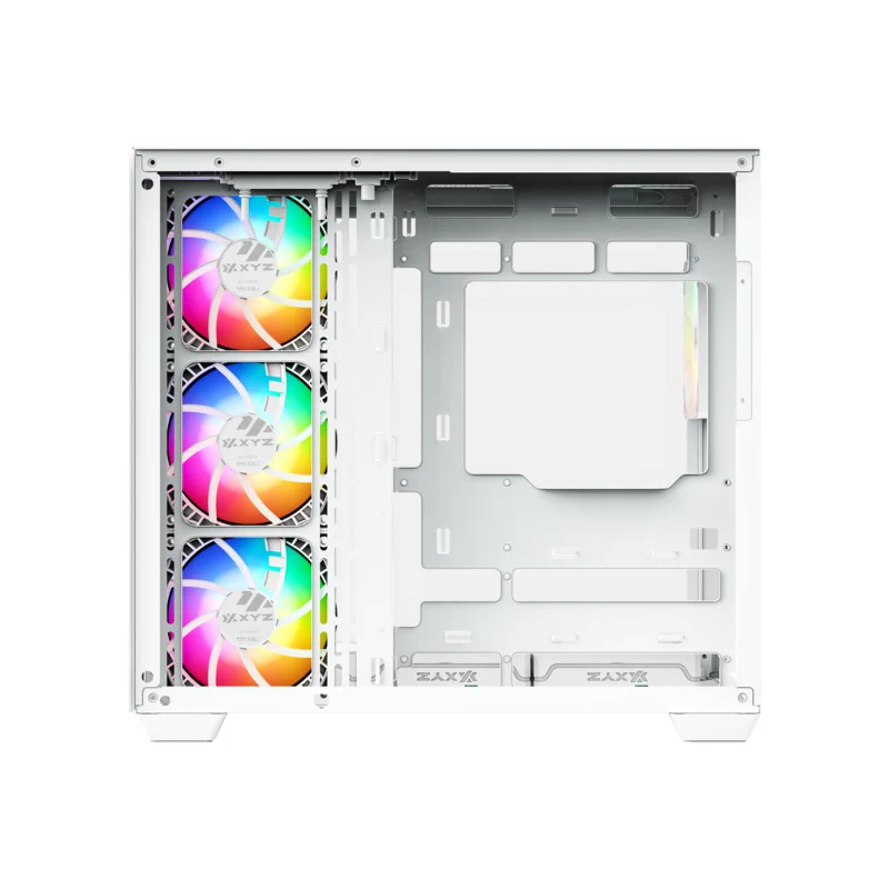 XYZ Tesseract X ATX 2D Glass Panoramic Tempered Glass PC Case with 7 Pre-Installed 120mm Pulsar ARGB PWM Fans (Black, White) - Image 16