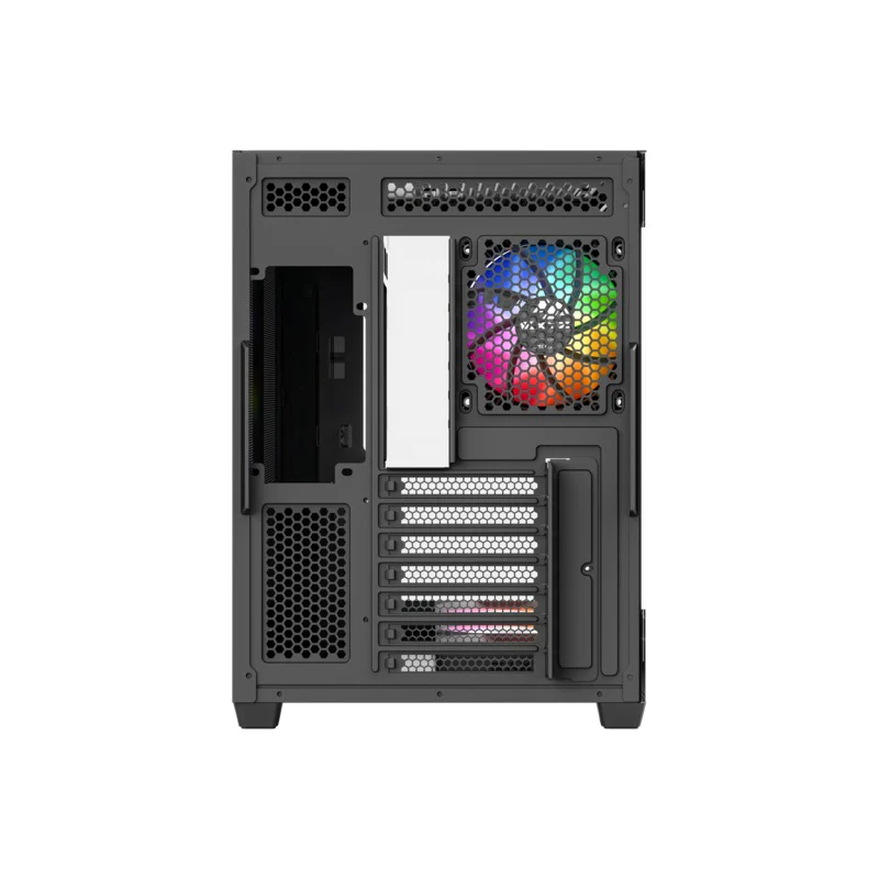 XYZ Tesseract X ATX 2D Glass Panoramic Tempered Glass PC Case with 7 Pre-Installed 120mm Pulsar ARGB PWM Fans (Black, White) - Image 6