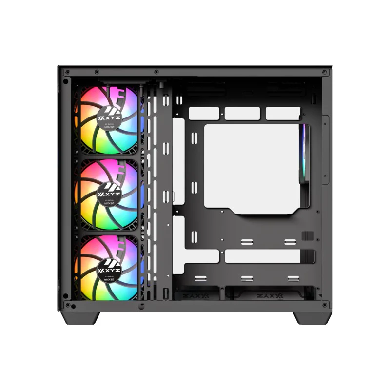 XYZ Tesseract X ATX 2D Glass Panoramic Tempered Glass PC Case with 7 Pre-Installed 120mm Pulsar ARGB PWM Fans (Black, White) - Image 8